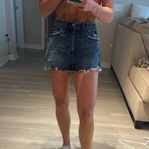 Abercrombie & Fitch Distressed Dark Blue Denim Cutoff Shorts
